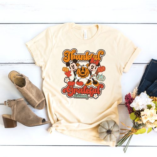 Mickey and Minnie Thankful Grateful & Blessed Shirt