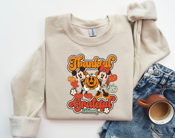 Mickey and Minnie Thankful Grateful & Blessed Sweatshirt