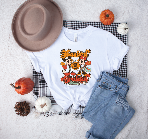 Mickey and Minnie Thankful Grateful & Blessed Shirt