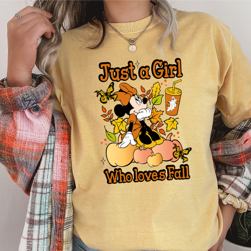 Just A Girl Who Loves Fall Minnie Mouse Comfort Colors Shirt