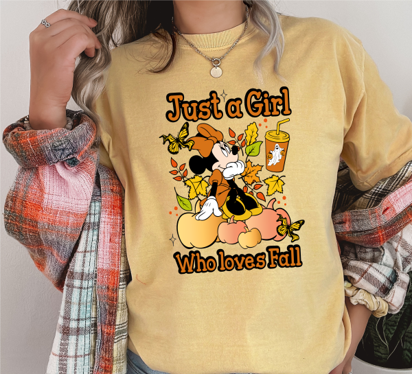 Just A Girl Who Loves Fall Minnie Mouse Shirt